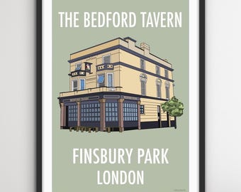 The Bedford Tavern, Finsbury Park, London Pub Print