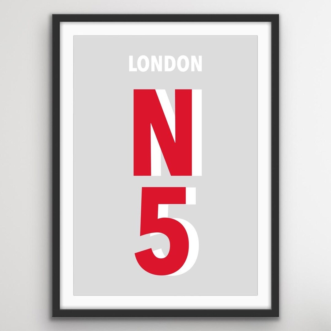 London N5 Postcode Print - Etsy