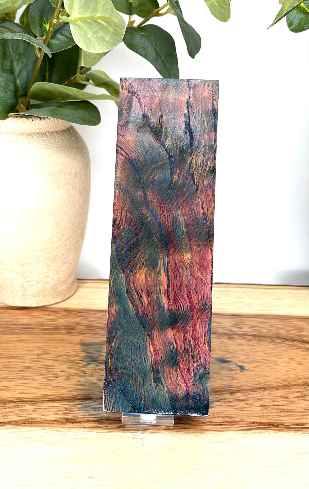 Knife Block Double Dye Stabilized Oak Knife Scales Etsy