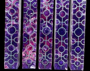 PBBrick-204: Pen Blanks - Purple Red White with Blue Pink 3D Printed Circles Alumilite Resin Casting Diamond Painting Pen