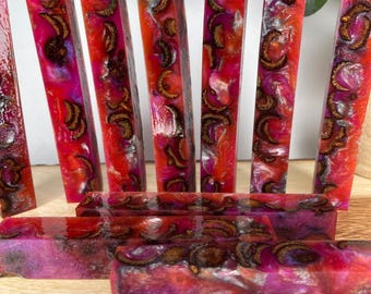 PBBrick-004: Pink Salmon Silver Acorn Caps Hybrid Pen Blank Diamond Painting Alumilite Resin Casting