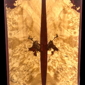 KS-222: Knife Scales - Hybrid Red Resin Natural Stabilized Box Elder Burl