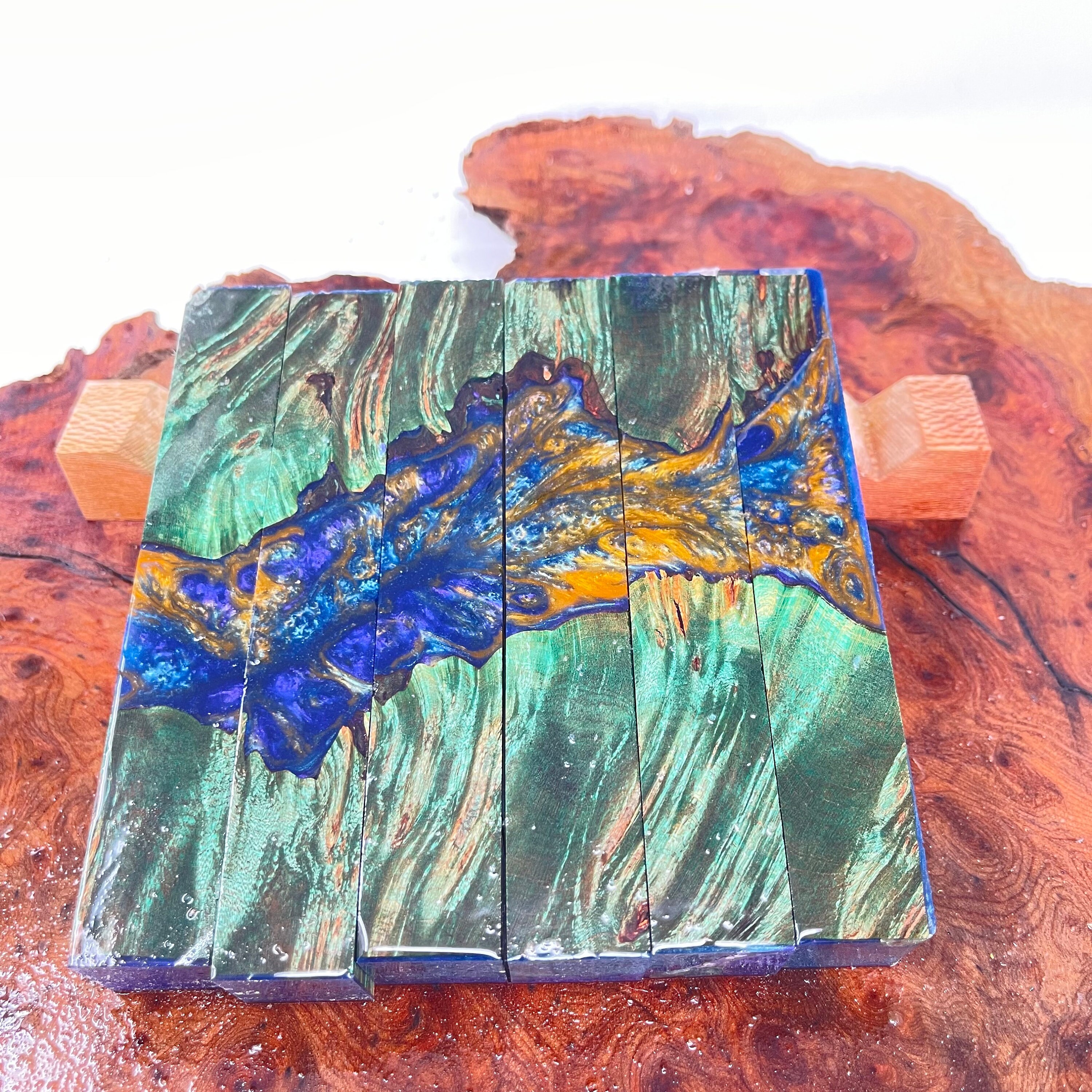 PBBrick103 Pen Blanks Stabilized Maple Burl Hybrid Pen Blank Alumilite