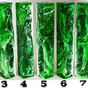 PBBrick-116: Enchanted Jade Green White with Green Glitter Pen Blank Diamond Painting Alumilite Resin Casting