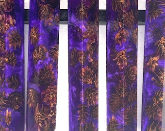 PBBrick-100:  Purple with Red Glitter Stabilized Mini Pine Cones Hybrid Pen Blank Diamond Painting Alumilite Resin Casting