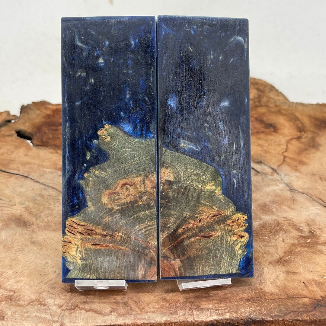 Knife Scales Hybrid Dark Blue Alumilite Resin Stabilized Etsy