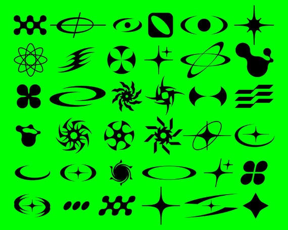 Y2K Aesthetic Shapes Vector Pack Ai Eps Svg Pdf Png, Y2000 Design Symbols,  Years 2000 Acid Graphics Abstract Futuristic Rave Metamodern Art