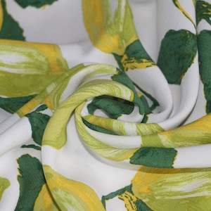 Rayon fabric by the yard, Rayon crepe fabric for clothes, Lemon print rayon apparel fabric, Sewing fabric, Viscose fabric by the yard
