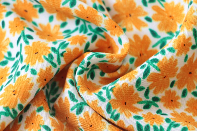 Viscose fabric, Viscose fabric by the yard, Rayon floral fabric, Challis fabric, Vintage fabric, Rayon fabric by the yard for clothing image 6