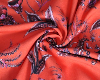 Tessuto Rayon tagliato a misura, Tessuto in viscosa rayon designer per abbigliamento, Tessuto in rayon Twill stampa floreale, Tessuto per abiti, Tessuto Deadstock