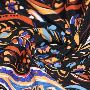 Rayon fabric, Paisley print rayon crepe fabric for clothes, Rayon viscose fabric by the yard, Crepe fabric for dresses, Rayon apparel fabric