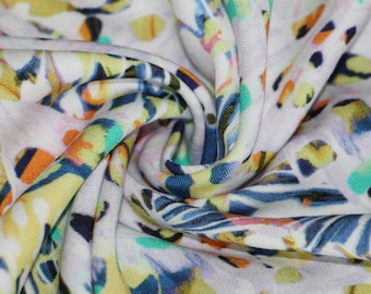 Tessuto in rayon tagliato su misura, tessuto in twill di rayon con stampa astratta per abbigliamento, tessuto per cucire in viscosa di rayon