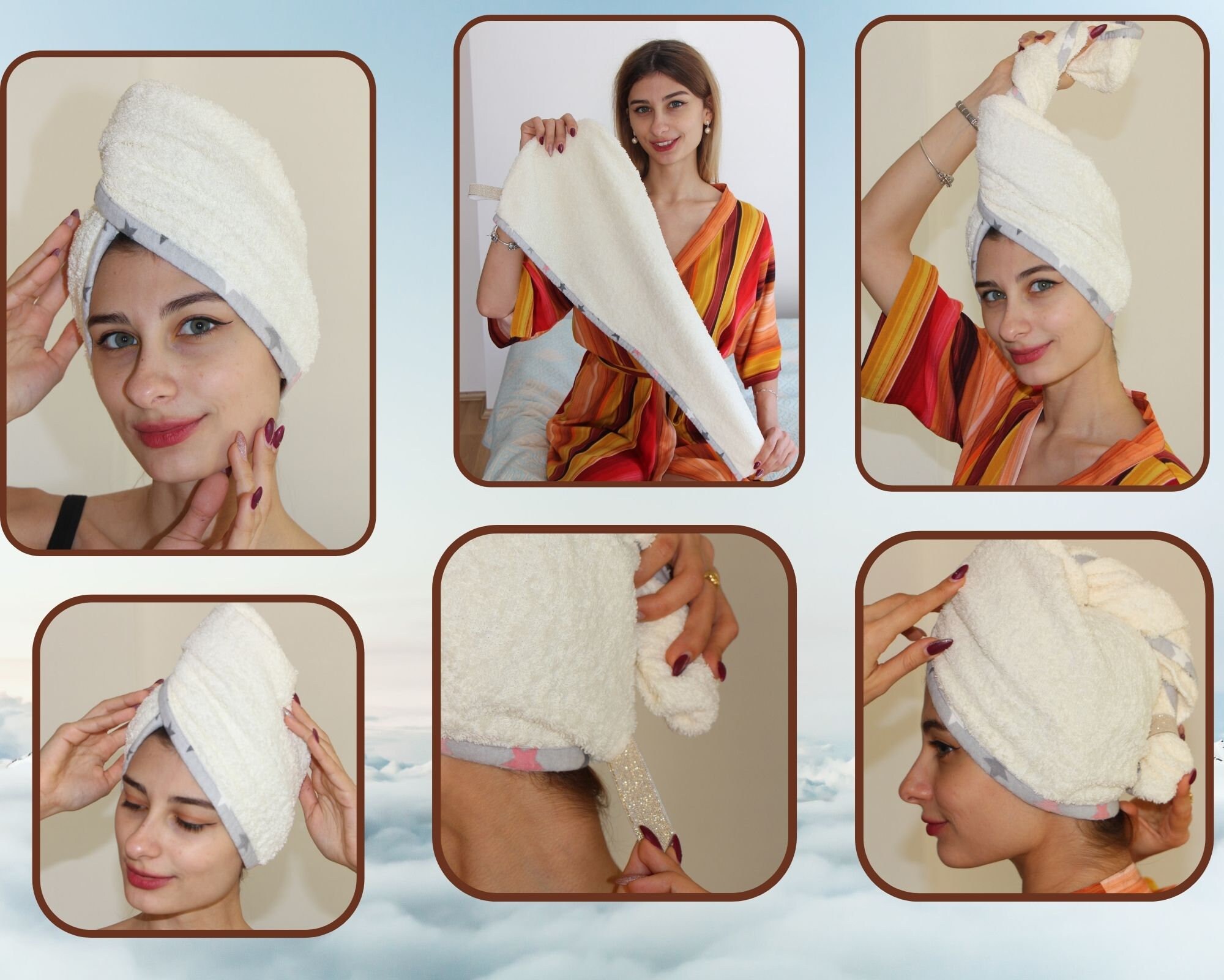 Organic cotton hair towel Сotton terry cloth towel for hair Etsy