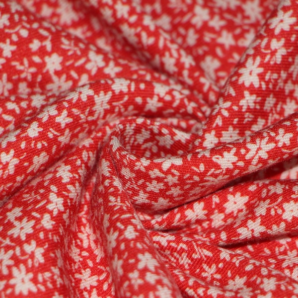 Rayon fabric by the yard, Rayon Twill fabric, Rayon viscose fabric for clothing, Red floral print rayon fabric, Sewing rayon viscose fabric