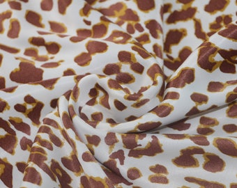 Tela de rayón cortada a medida, tela de vestido 100% rayón, tela de satén de rayón de primera calidad para ropa, tela de rayón con estampado de leopardo beige / marrón