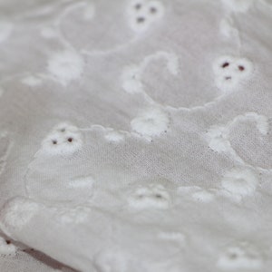 Eyelet fabric, White eyelet fabric, 100% Cotton eyelet fabric, White Eyelet lace fabric, Sewing fabric, White embroidered fabric