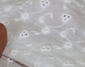 Eyelet fabric, White eyelet fabric, 100% Cotton eyelet fabric, White Eyelet lace fabric, Sewing fabric, White embroidered fabric