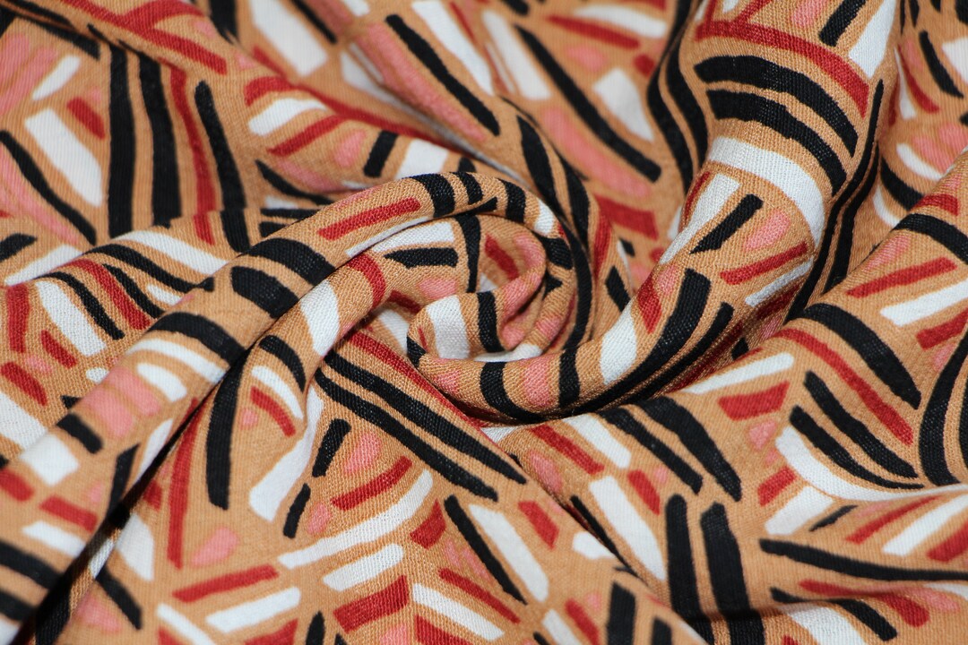 Rayon Fabric by the Yard, Abstract Print Rayon Crepe Fabric, Rayon