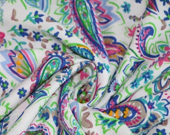 Tessuto in rayon tagliato su misura, tessuto in rayon viscosa con stampa Paisley per abbigliamento, tessuto challis 100% rayon, tessuto per abbigliamento in rayon, tessuto in viscosa