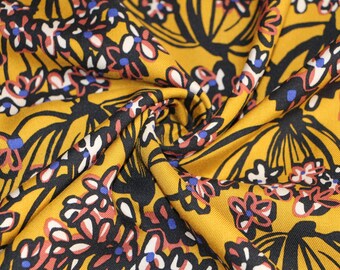 Tessuto Rayon tagliato a misura, Tessuto in viscosa rayon designer di qualità premium per abbigliamento, Tessuto in rayon Twill con stampa floreale, Tessuto per abito