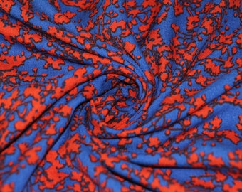 Viskose-Stoff für Kleidung, Rayon-Challis-Stoff, blau-roter abstrakter Druck Rayon-Bekleidungsstoff