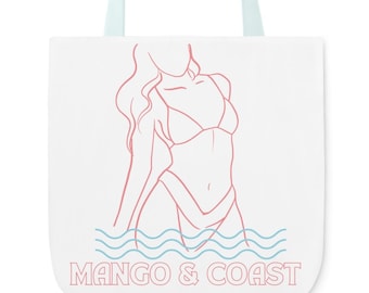 Bikini Tote Bag | Mango & Coast | Line Art Surfer Beach Bag