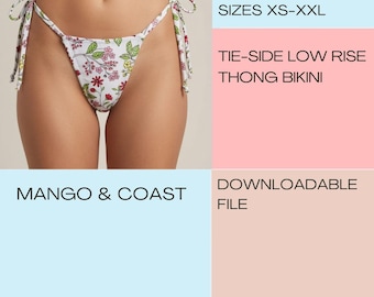 Tie-Side Low Rise Thong Bikini Sewing Pattern (PDF Pattern + Youtube tutorial)
