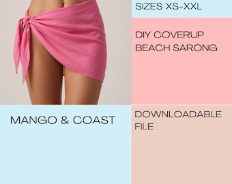 DIY Coverup | Beach Sarong | pdf sewing pattern | swimwear, women's bathing suit instant download XS-XXL