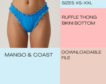 Ruffle Thong Bikini Bottom Sewing Pattern | High-Cut Swimsuit (PDF Pattern + Youtube tutorial)