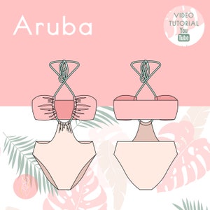 DIY Swimwear | Criss Cross Bandeau Monokini | pdf sewing pattern | swimsuit, women&#39;s bathing Suit instant download XS-XXL