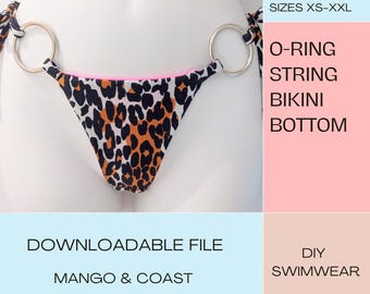 DIY Swimwear | O-Ring String Bikini Bottom | pdf sewing pattern | swimsuit, women&#39;s bathing suit instant download XS-XXL