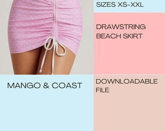Drawstring Beach Skirt Sewing Pattern | Ruched Mini Skirt (PDF)