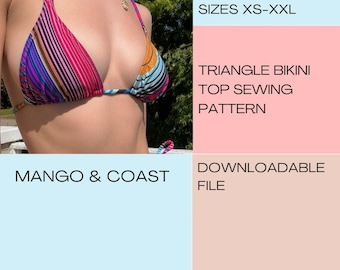 Triangle Bikini Top Sewing Pattern | DIY Reversible Swimsuit (PDF Pattern + Youtube tutorial)