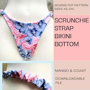 DIY Swimwear | Scrunchie Strap Bikini Bottom | pdf sewing pattern | swimsuit, women&#39;s bathing suit instant download XS-XXL