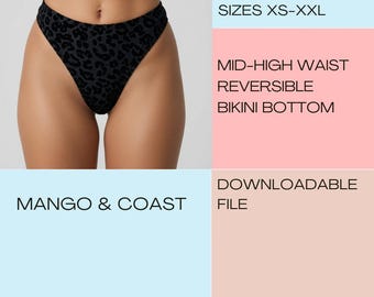Reversible Bikini Bottom Sewing Pattern | Mid-High Waist Swimsuit (PDF)