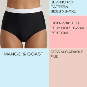 Molde para Costura de Calcinha de Biquíni Estilo Boyshort de Cintura Alta (Molde em PDF)