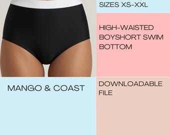 High-Waisted Boyshort Swim Bottom Sewing Pattern (PDF Pattern)