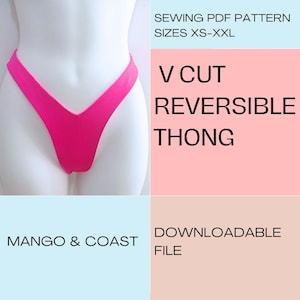 DIY Swimwear | V Cut Reversible Thong | pdf Sewing Pattern | swimsuit, women&#39;s bathing Suit instant download XS-XXL