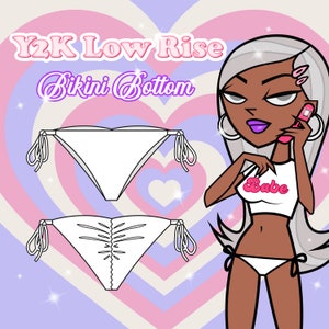 DIY Swimwear | Y2K Low Rise | Scrunch Bikini Bottom | swimsuit, women&#39;s bathing Suit instant download XS-XXL