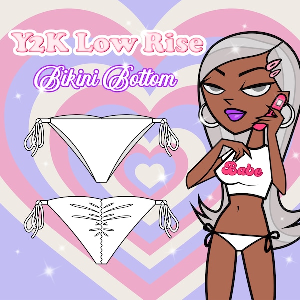 DIY Swimwear | Y2K Low Rise | Scrunch Bikini Bottom | swimsuit, women's bathing Suit instant download XS-XXL