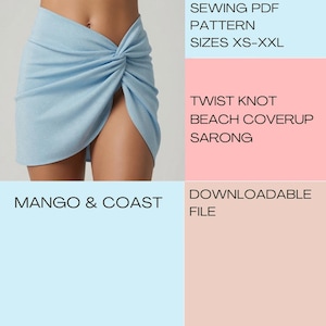 Twist Knot Beach Coverup Sarong Sewing Pattern XS-XXL (PDF Pattern)