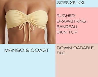 Ruched Drawstring Bandeau Top Sewing Pattern (PDF Pattern)