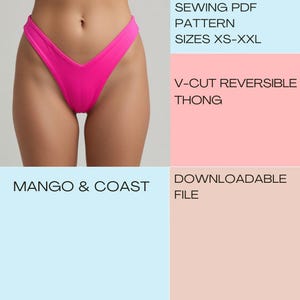 V-Cut Reversible Thong Swimsuit Sewing Pattern (PDF Pattern + Youtube tutorial)