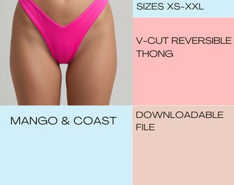 V-Cut Reversible Thong Swimsuit Sewing Pattern (PDF Pattern + Youtube tutorial)