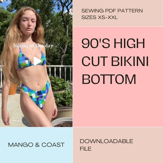 DIY Swimwear 90 s High Cut Bikini Bottom Pdf Sewing Pattern Swimsuit Women s Bathing Suit Instant Download XS XXL Etsy