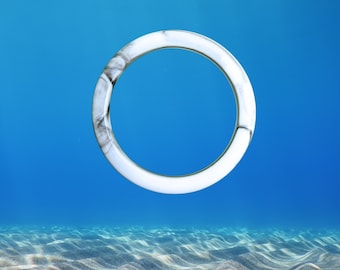 Swimwear O-Ring | White Marble Resin Bikini Connector