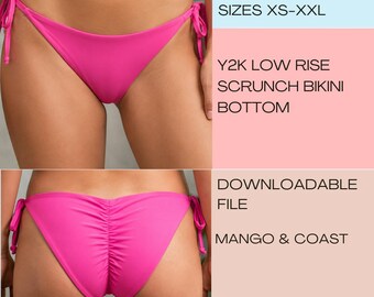 Y2K Low Rise Scrunch Bikini Bottom Sewing Pattern (PDF Pattern + Youtube tutorial)