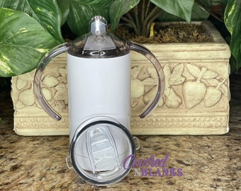 Seamless 12 oz Double Lid Sublimation Sippy Cup - 2 Lid Transitional Sublimation Sippy Cup