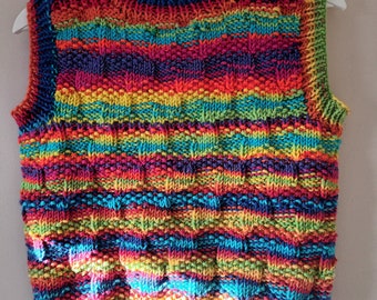 Rainbow textured sleeveless jumper