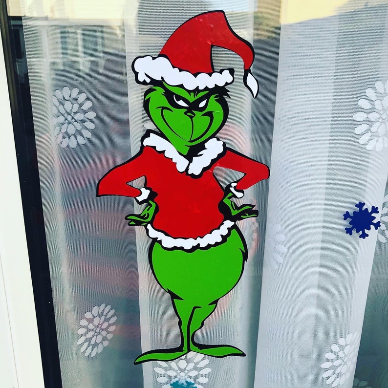 Grinch Vinyl Window Sticker Etsy UK